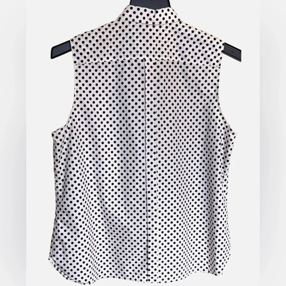 Lands’ End Sleeveless Polka Dot Button Front Blouse Black White Top Size 18P - Picture 4 of 9